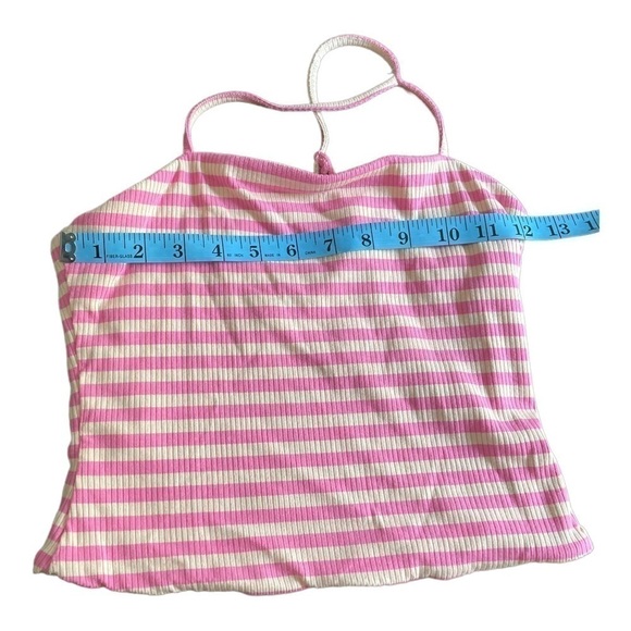 AFRM pink striped ribbed saddle one shoulder crop top - Picture 5 of 8